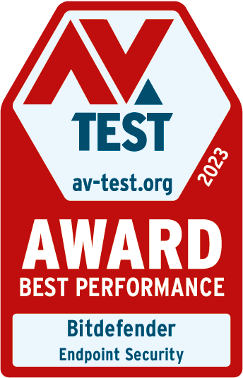 avtest award 2023 best performance bitdefender